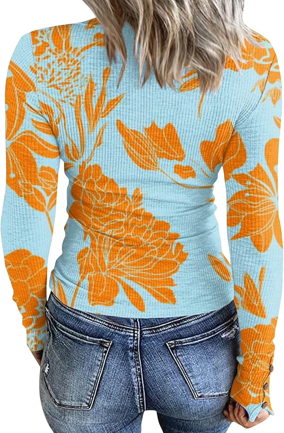 2023 Fall Winter Women's Tshirt Long Sleeve top Button lace Round Neck Gradient Print Casual Fashion Shirt Sexy Tunic