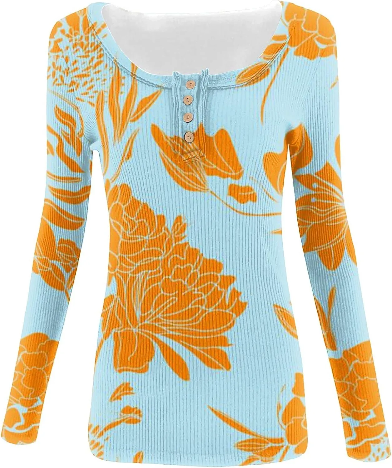 2023 Fall Winter Women's Tshirt Long Sleeve top Button lace Round Neck Gradient Print Casual Fashion Shirt Sexy Tunic