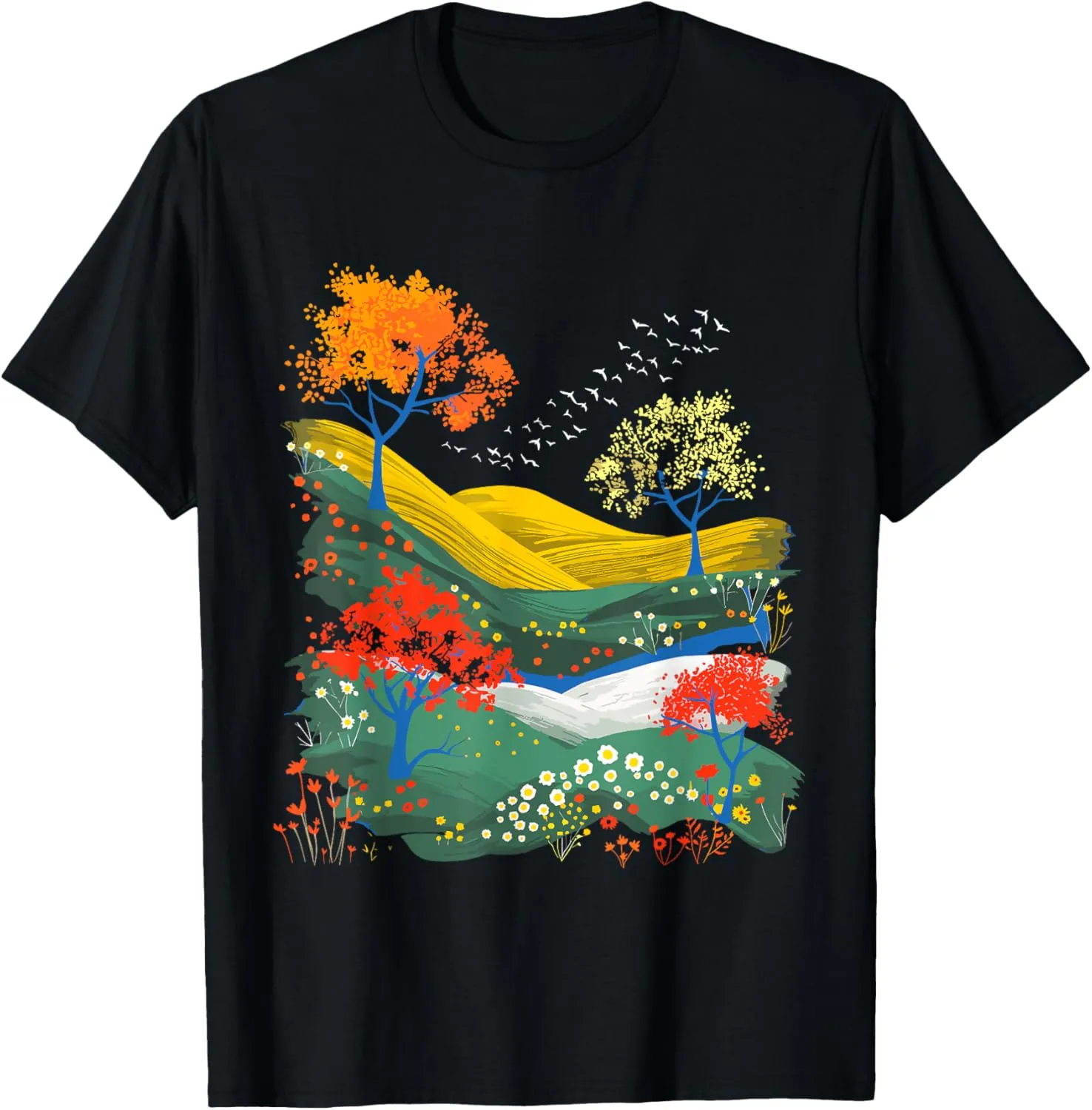Colorful Trees, Fields, Flowers, Natur Lover, Men, Women, T-Shirt