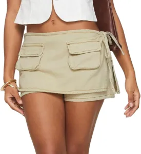 Denim Skorts for Women Cargo Jean Skort Low Rise Shorts Mini Skirt Country Concert Wear