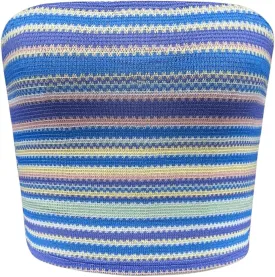 GORGLITTER Women's Strapless Stripe Knit Tube Tops Bandeau Boho Summer Backless Sleeveless Colorful Going Out Crop Top