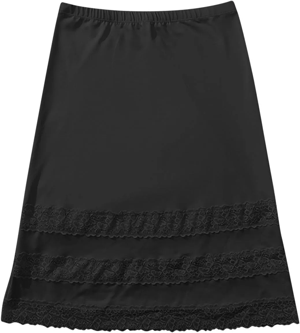 HGps8w Women's Half Slip for Under Dresses, Lace Patchwork Dress Extender Above Knee Short Underskirt