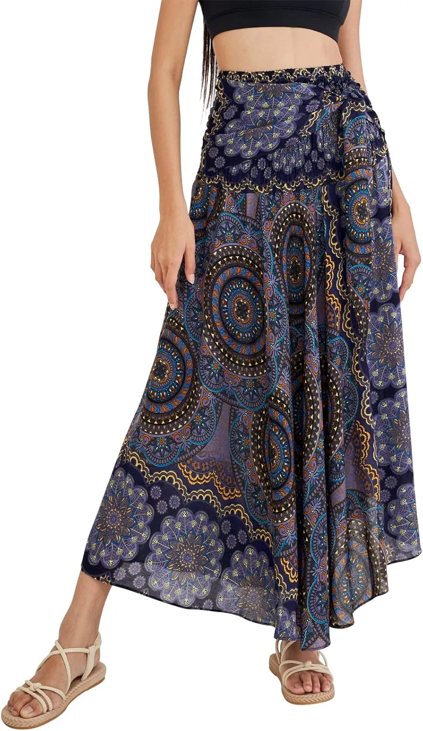 Joob Joob Long Boho Skirts for Women - Bohemian Hippie Maxi Summer Skirt