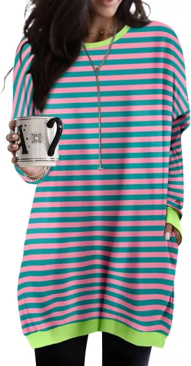 KISSMODA Women's Long Sleeve Tunic Tops Fall for Leggings Casual Long Tunics with Pockets T Shirts Loose S-3XL
