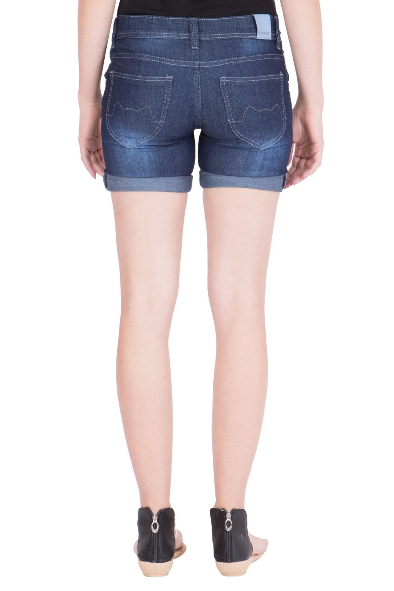 Kopyneko Women's Denim Dark Blue Shorts