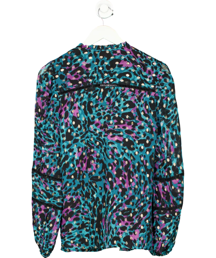 Love & Roses Green Animal Metallic Spot Blouse UK 10