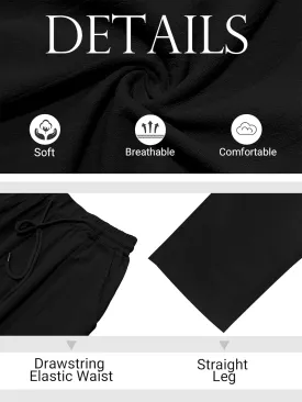 Mens Casual Linen Pants Loose Fit Elastic Drawstring Waist Straight-Legs Summer Yoga Beach Long Pants