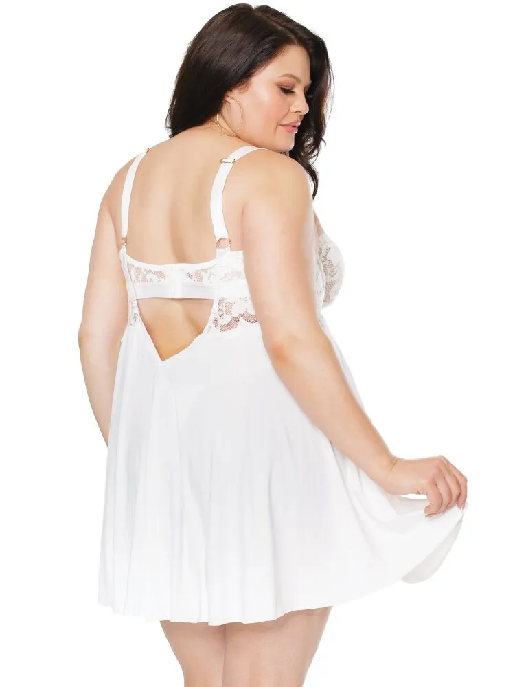 Plus Size White Flowing Babydoll