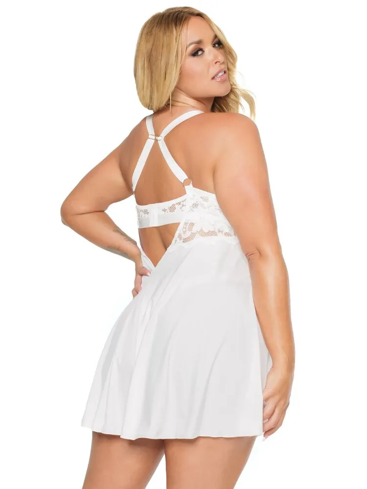 Plus Size White Flowing Babydoll
