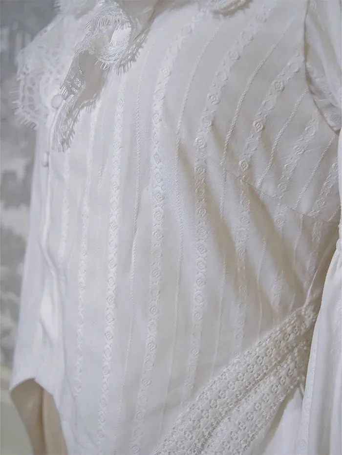 Pre-order Ruffled High Collar Lolita Shirt Long Bioshop Sleeve Top by Alice Girl ~ Treasure Hunt