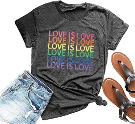 Pride Shirt Women Rainbow LGBT Equality Tshirt Funny Short Sleeve Gay Pride Shirt Top