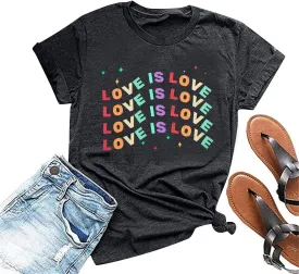 Pride Shirt Women Rainbow LGBT Equality Tshirt Funny Short Sleeve Gay Pride Shirt Top