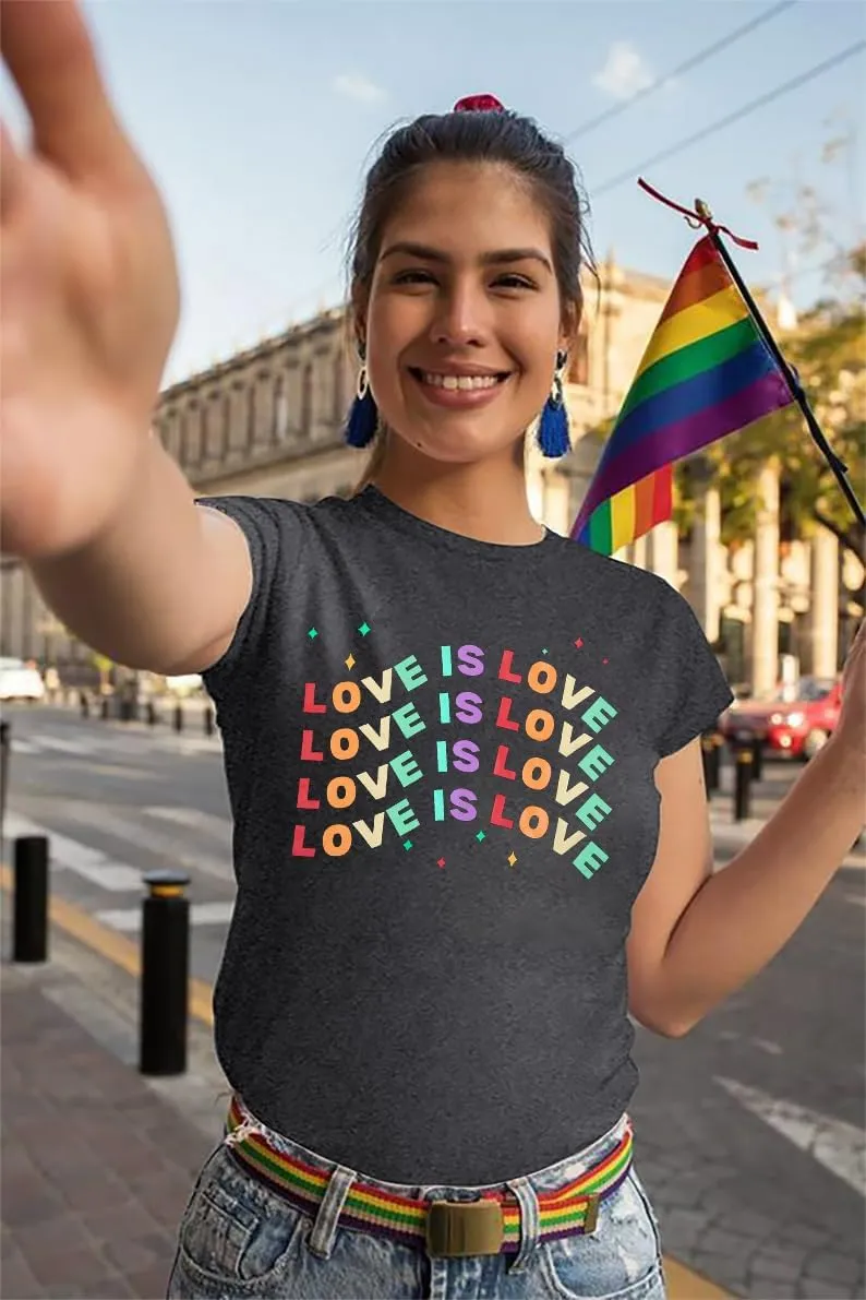 Pride Shirt Women Rainbow LGBT Equality Tshirt Funny Short Sleeve Gay Pride Shirt Top
