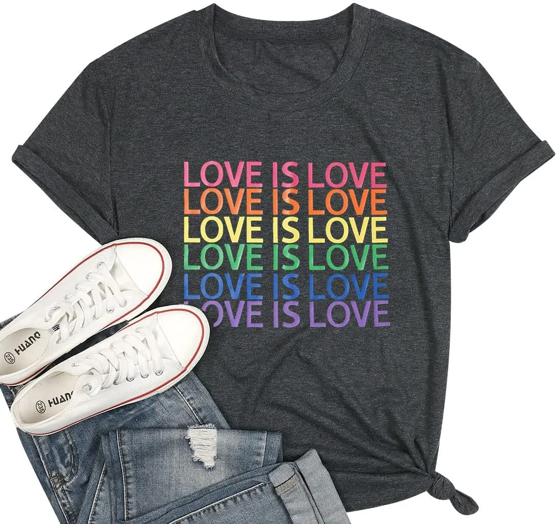 Pride Shirt Women Rainbow LGBT Equality Tshirt Funny Short Sleeve Gay Pride Shirt Top