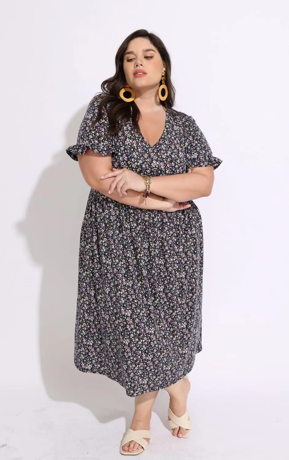 RITERA Plus Size Dresses for Curvy Women Summer Spring Womens Dress V Neck Short Sleeve Casual Dress with Pockets XL-5XL