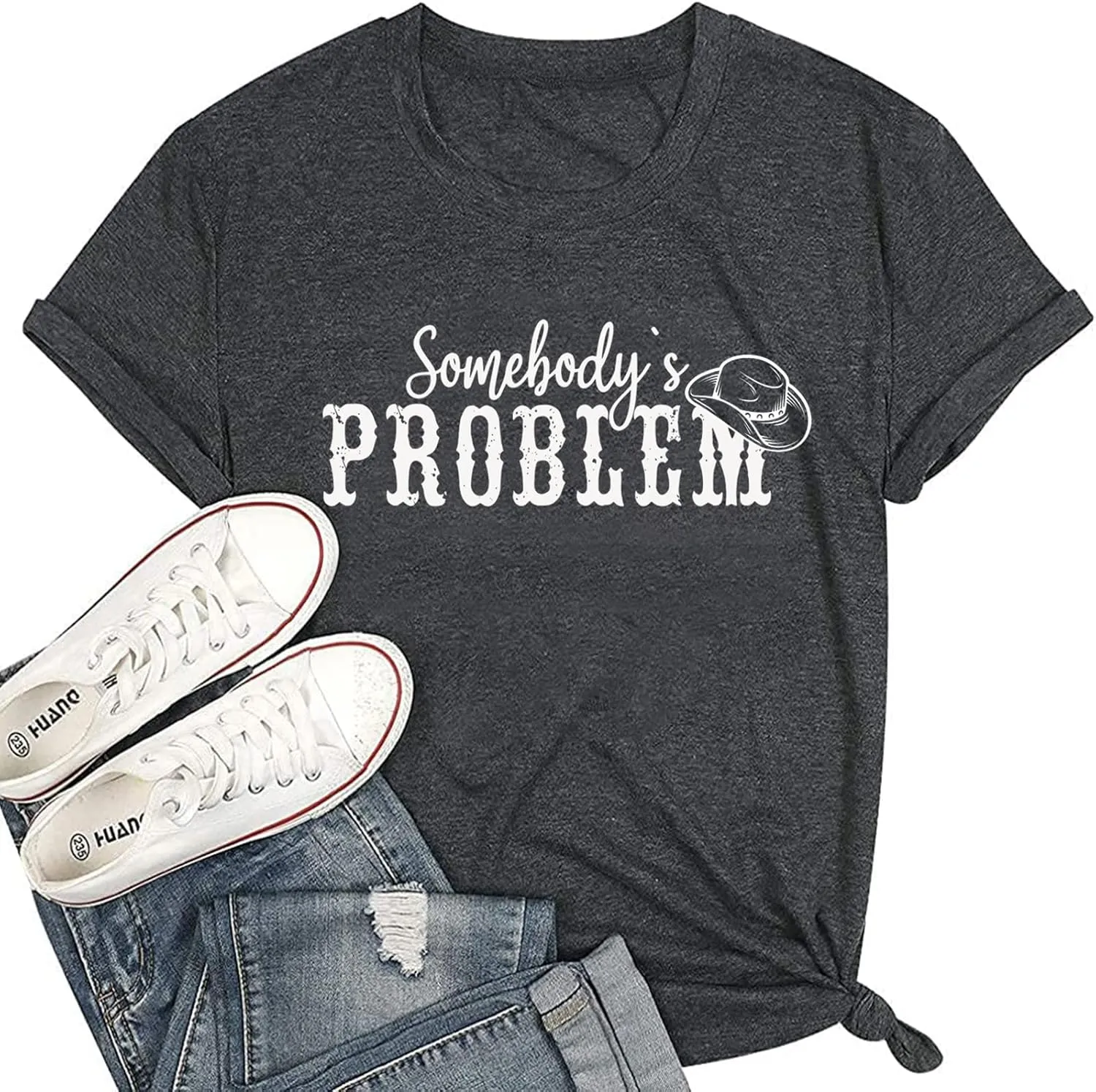 Somebody's Problem T Shirt Womens Western Cowgirl Country Music Summer Graphic Short Sleeve Vintage Top Tees