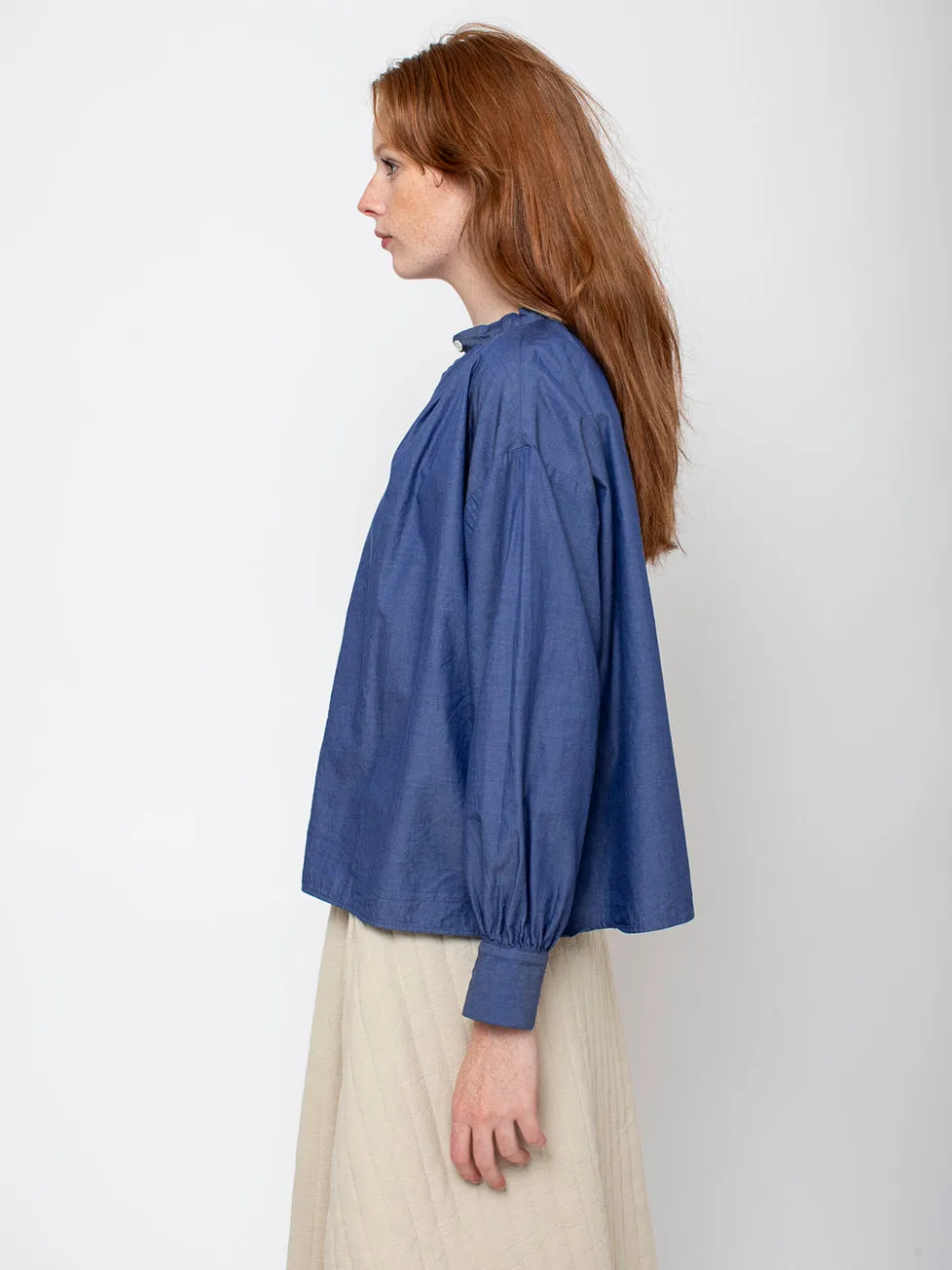 Sourire Blouse - Blue Poplin