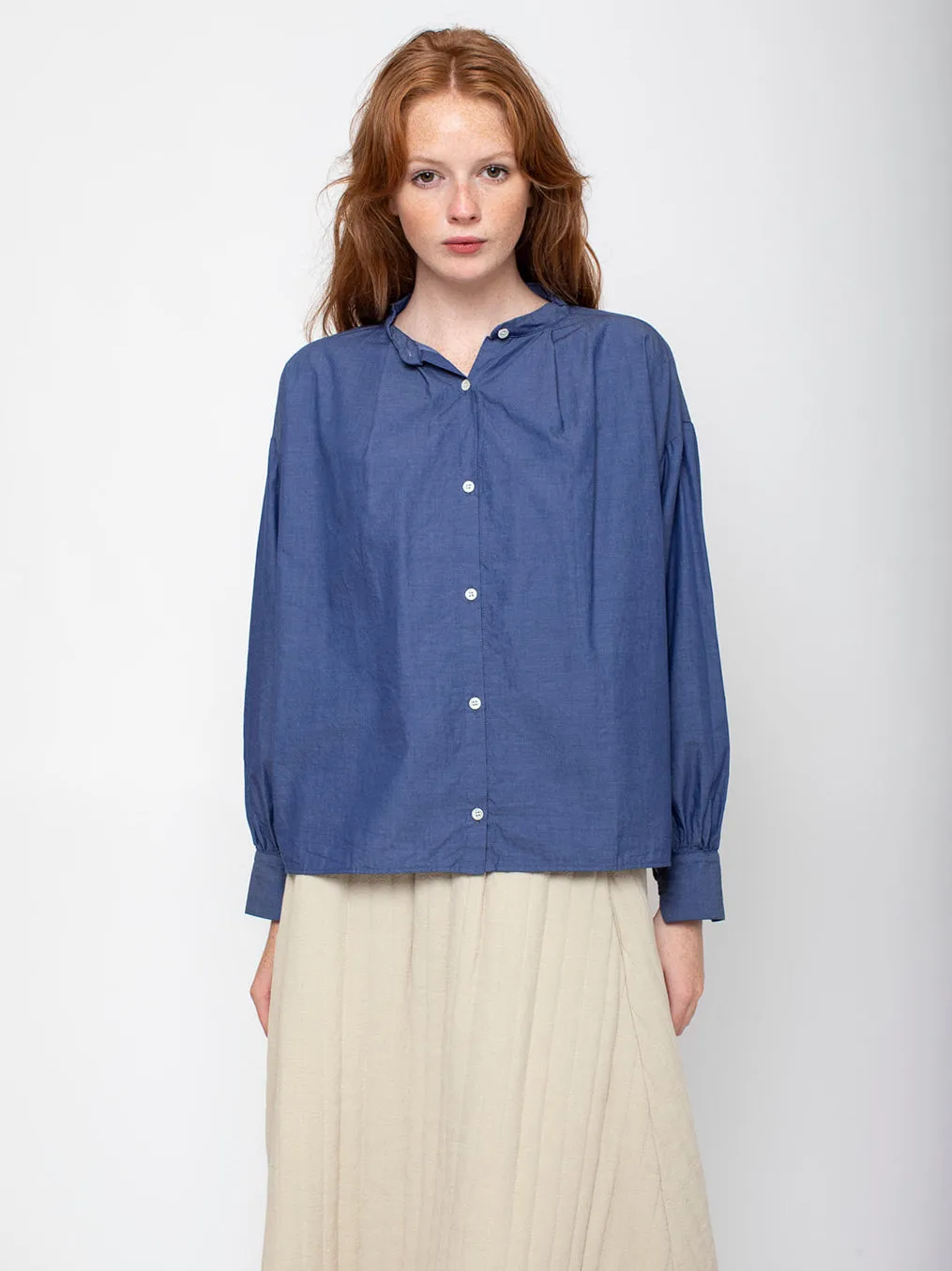 Sourire Blouse - Blue Poplin