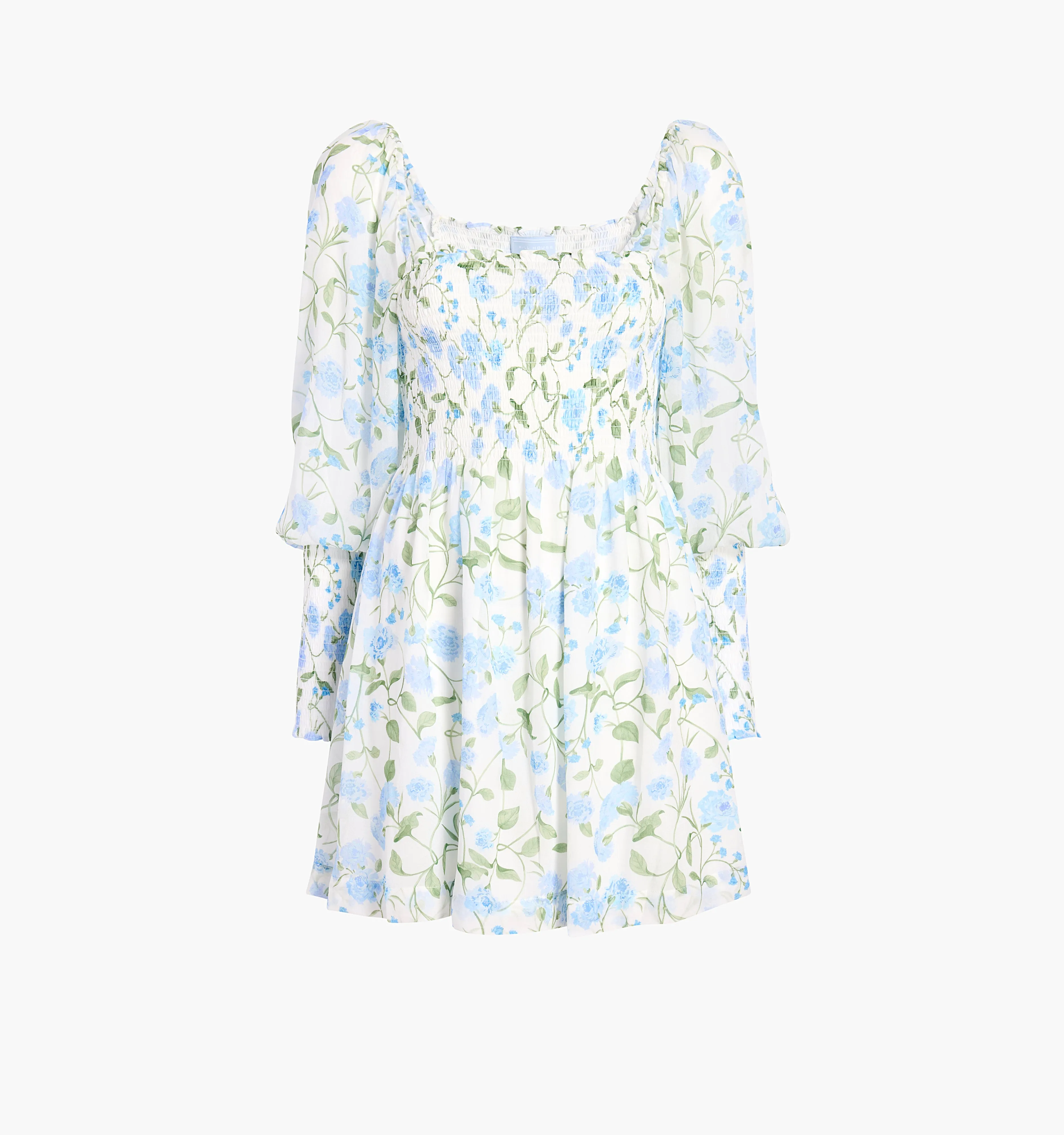 The Grace Mini Nap Dress - Blue Peony Bouquet Georgette