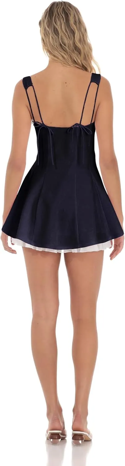 UAURORAO Women Y2k Lace Mini Dress Ruffle Strap Short Formal Grad Dress Lace Up Backless A Line College Dresses