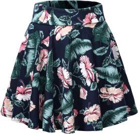 Urban CoCo Women's Mini Skater Flared Skirt Printed and Solid Tennis Skirt