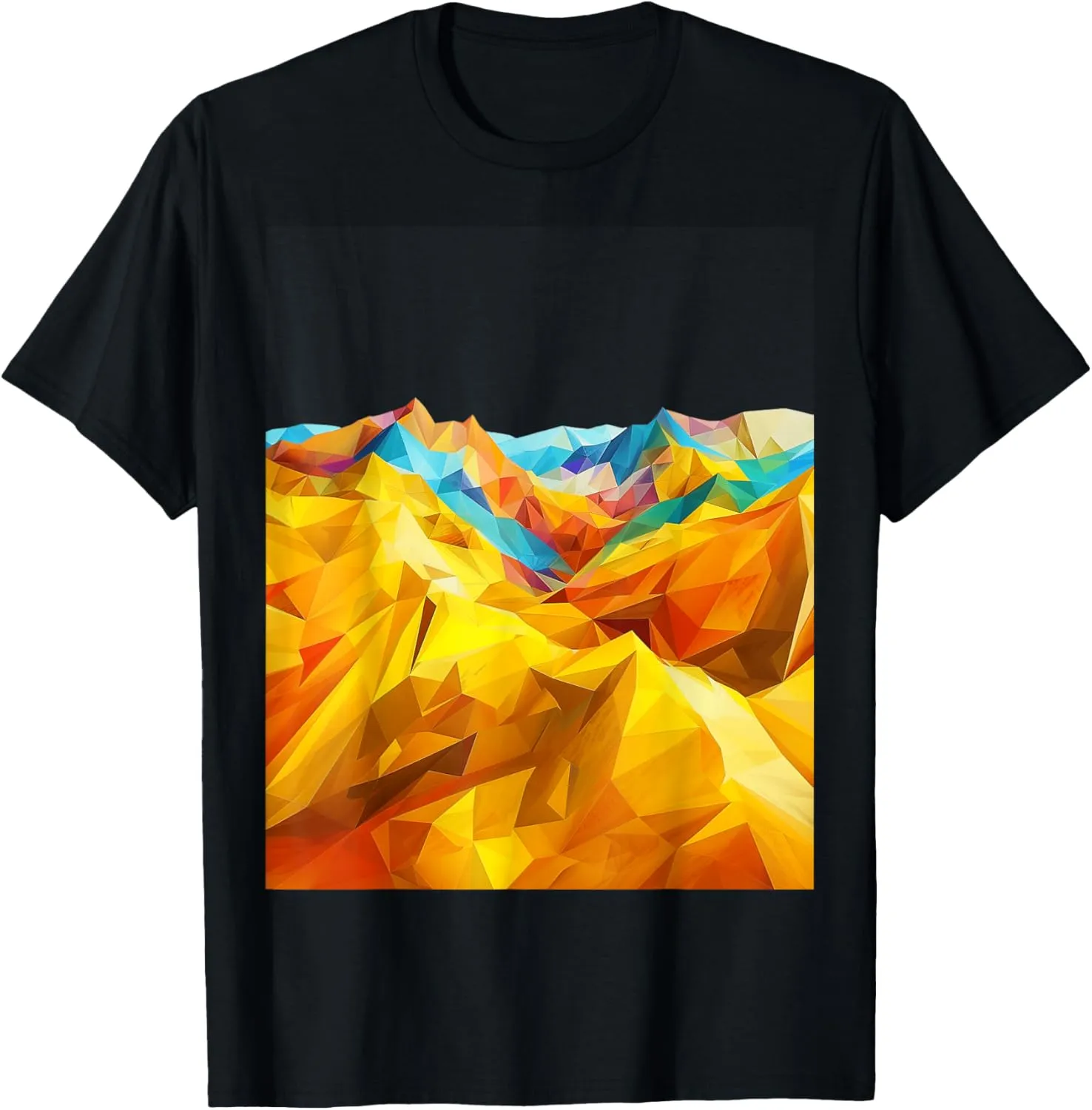 Vibrant Geometric Mountain Landscape T-Shirt