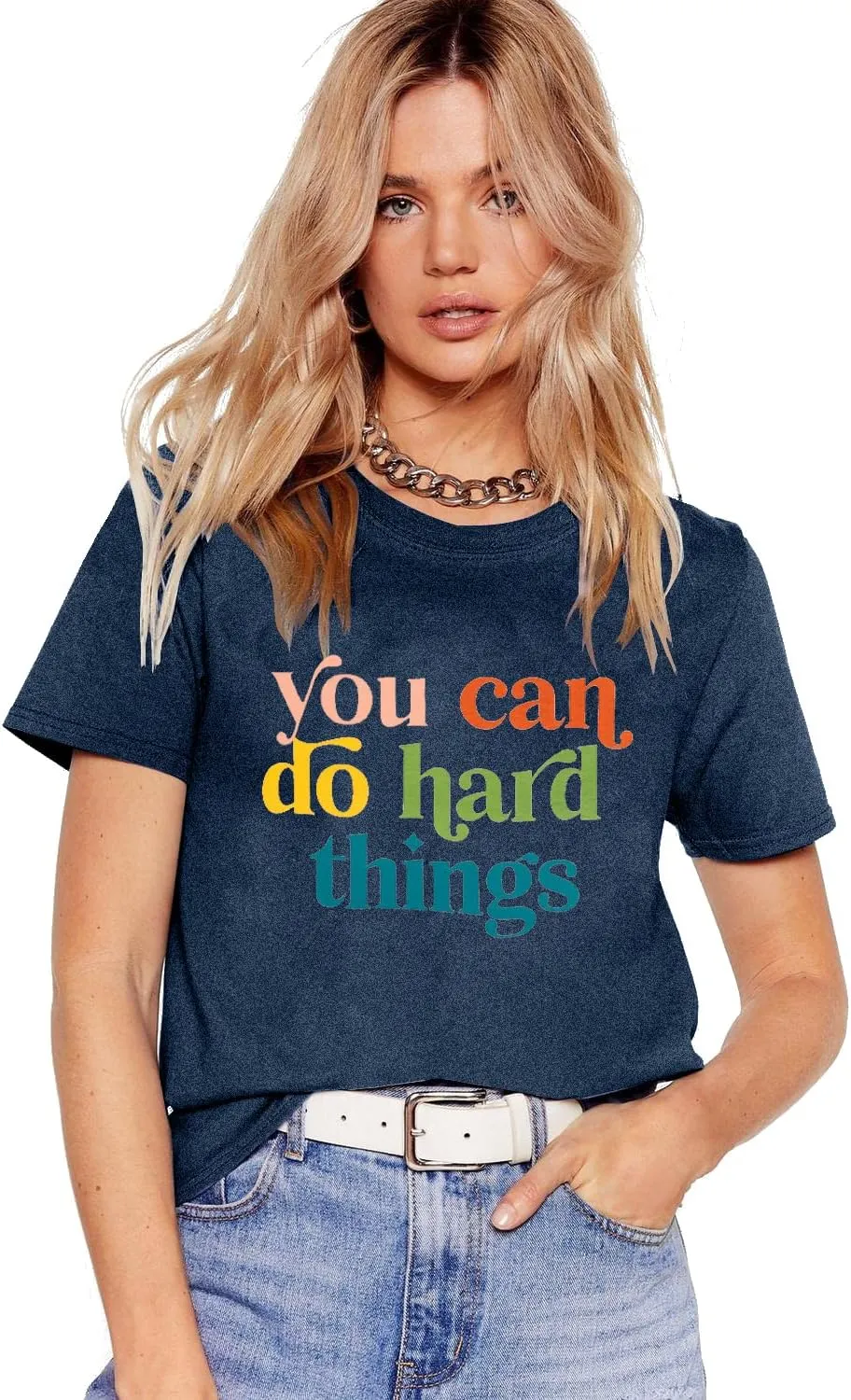 VILOVE Teacher Inspirational T-Shirt Women You Can Do Hard Things Letter Printed Shirts Back to School Encouraging Faith Top
