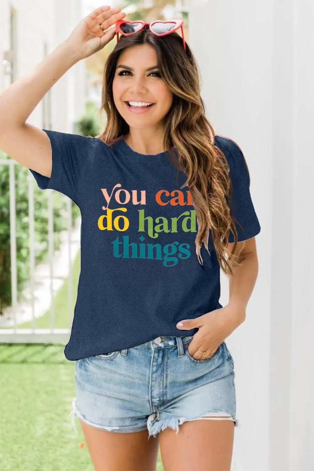 VILOVE Teacher Inspirational T-Shirt Women You Can Do Hard Things Letter Printed Shirts Back to School Encouraging Faith Top