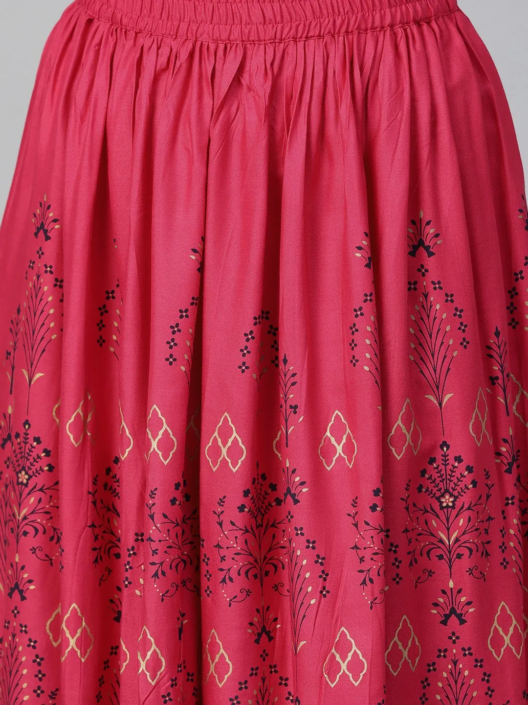 Women Blue & White Straight Paisley Printed Kurta And Skirt Set