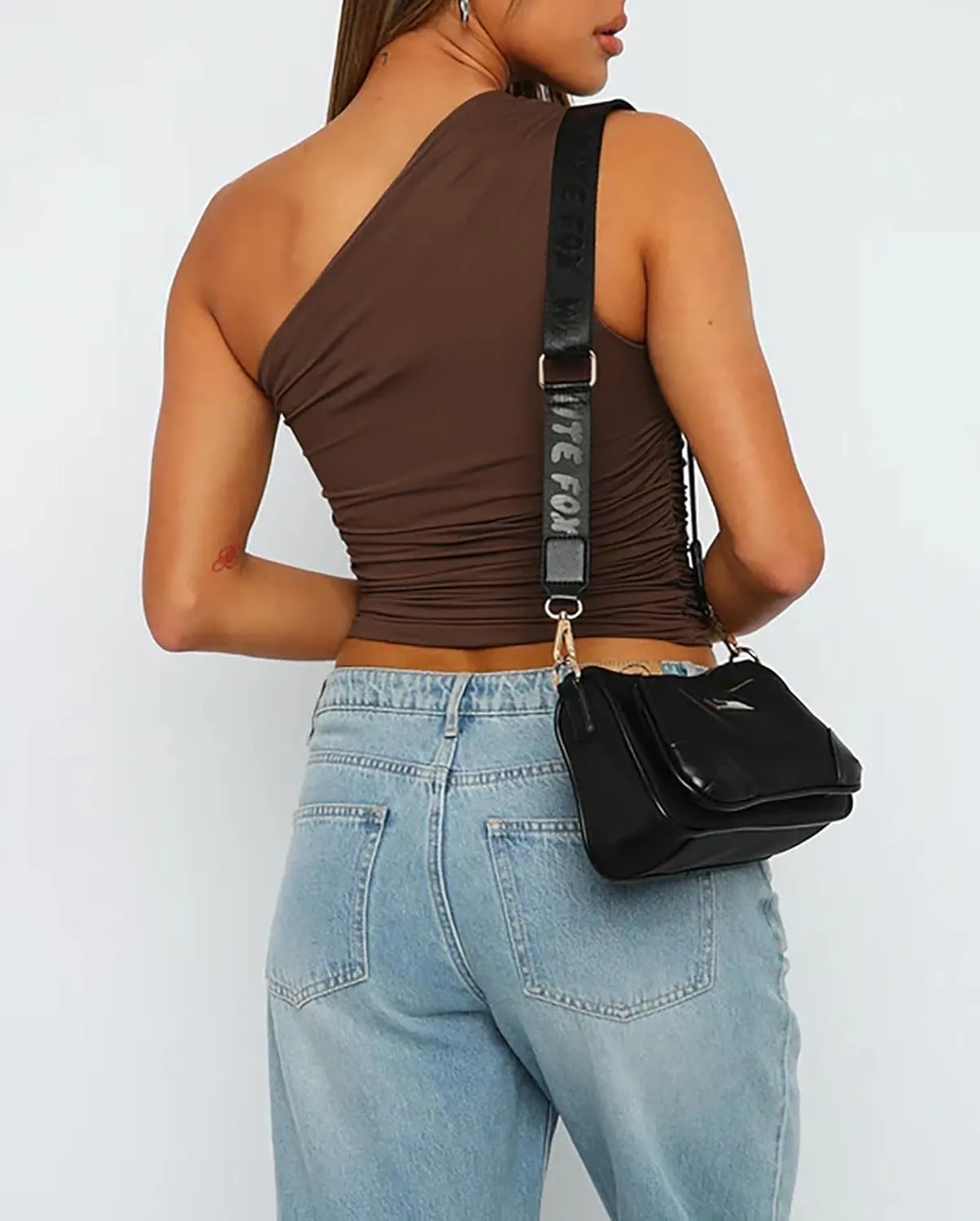 Women One Shoulder Ruched Crop Tank Tops Slim Fit Sleeveless Asymmetrical Y2k Going Out Trendy Top Workout Teen