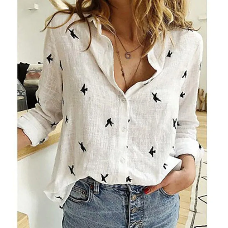Women's  Cardigan Blouse Lapel Top