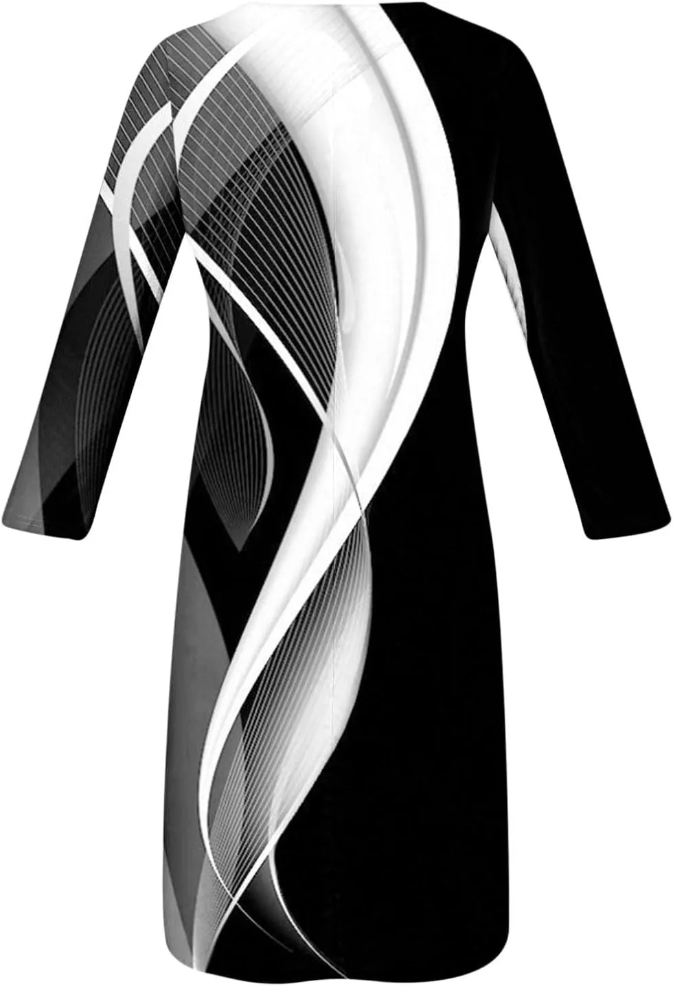 Women's Formal Dresses Autumn and Winter Dress Casual Printed Tube Long Sleeve V-Neck Button Dress, S-2XL
