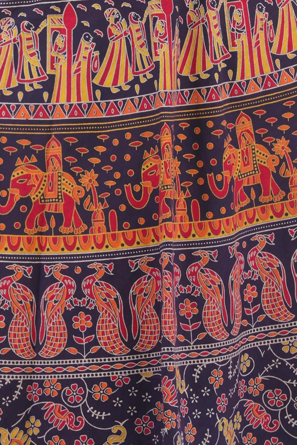 Wrap-Around Sanganeri Skirt with Printed Marriage Procession