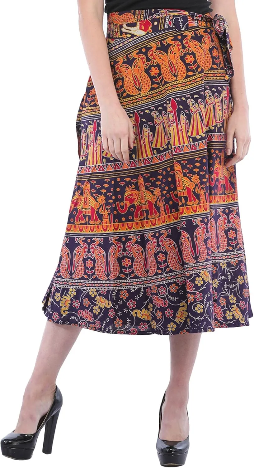 Wrap-Around Sanganeri Skirt with Printed Marriage Procession
